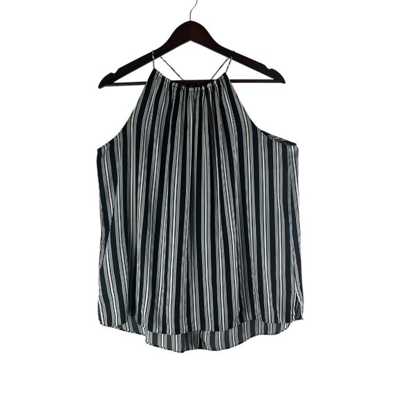 Loft Striped Halter Cami Top, Black/White/Blue, Size Small Hook any eye closure - Picture 1 of 6
